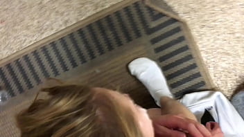 Preview 4 of Grrllfarst Time Shild Brocken - Skinny Employee fuckt on floor breakroom ,  BOSS gives her Double cumshot in eyes