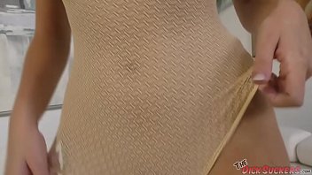 Preview 1 of Maria Umeno - Natural titty Alexis Adams sucking off a guy in lingerie