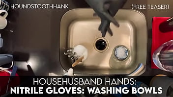 Preview 3 of Bondage Anal Tied Tits - HouseHusband Hands: Nitrile Gloves : Washing Bowls
