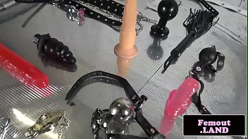 Preview 1 of Laced Lesbians - Latex shemale jerking off her hard dick