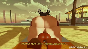 Preview 3 of Inceste Forc - Black bull fucking femboy bunny in roblox. (spanish sub)