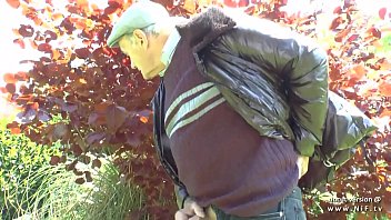 Preview 1 of Desk Camanal - Pretty amateur young french redhead banged by oldman voyeur outdoor