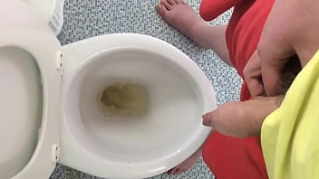Preview 4 of Hippie Orgy - Pissing in the toilet