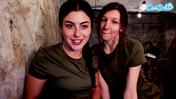 Preview 2 of Xxxn Gils - Two Amateur Lesbian Soldiers Kissing,  Fingering and Pussy Playing In Quarters