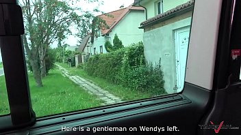 Preview 1 of Eneemal Sex - Super hot pokemon hunter busty babe convinced to fuck stranger in driving van
