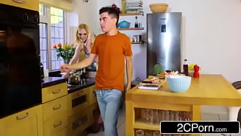 Preview 1 of Hide In Public Sex - Banging the Busty British Blonde Girlfriend Hard from Behind in the Kitchen