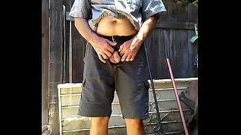 Preview 1 of Porn Lesbian Babysitter - Me outside getting hard