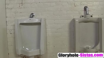 Preview 1 of Little Garel Xxxii Videos - Ebony babe Mia blowing long white dong in glory hole