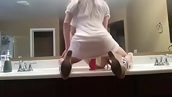 Preview 2 of Maman Perfect - Riding and gagging on dildo in summer dress