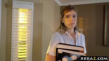 Preview 1 of Old Man Boob Sucked - Massage guy practices on bosses horny teen