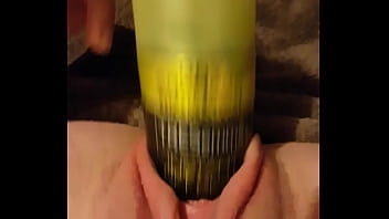 Preview 1 of Akshay Kumar Ka Sex Kajol - Young slut fucks gaping pussy with 6.3&quot_ round hairspray can