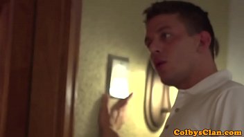 Preview 1 of My Wife Riding Her Friend - Masturbating stud assfucks hunky delivery guy