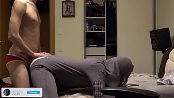 Preview 2 of Real Normal Worship - Amateur boyfriends,  real couple,  having bareback sex at home