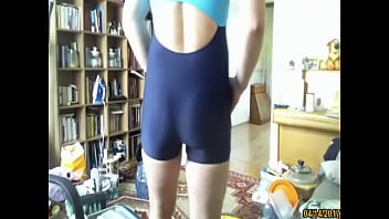 Preview 4 of Gay Gairy Cock - boy in hot one piece swimsuit