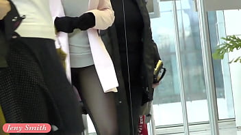 Preview 4 of Mona Lisa Nipa - Jeny Smith transparent leggings flashing