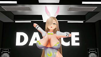 Preview 2 of Fuck Horse A Grail - Blue Archive Ichinose Asuna Undress Dancing Hentai Blonde Bunny Girl Big Boobs MMD 3D Yellow Clothes