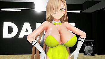Preview 1 of Fuck Horse A Grail - Blue Archive Ichinose Asuna Undress Dancing Hentai Blonde Bunny Girl Big Boobs MMD 3D Yellow Clothes