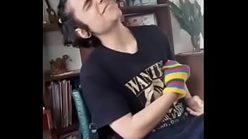 Preview 2 of Dwlod - sexy school boy touching his nipples while playing guitar