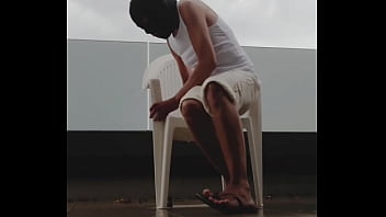 Preview 1 of Xxx Vgeio - wet outdoor wank in the rain