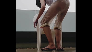 Preview 4 of Xxx Vgeio - wet outdoor wank in the rain