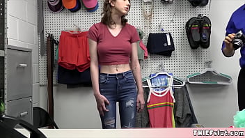 Preview 1 of My Tranny Gi - Skinny Tristan caught stealing and now her mini and tight pussy will be destroyed by the mall cop