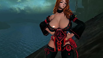 Preview 2 of Public Wank Help - Blade and Soul - Hot Jin Dancing Outfit Showcase