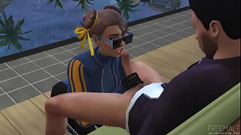 Preview 1 of Modelder Pon - Chun-Li fast Fellatio (Sims 4)