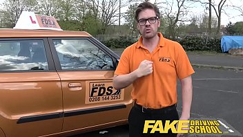 Preview 1 of Georhia - Fake Driving School busty examiner passes excitable young man on his test