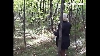 Preview 2 of Holliday Porn German - Mature blonde caught pissing in a wood and fucked