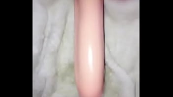 Preview 2 of Usud Condom - Tgirl @journeyvik taking a big dildo pushed in her hole by hung .