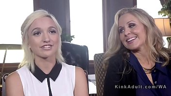 Preview 1 of Rion King With Alison Tyler - Tied up blonde got anal strap on