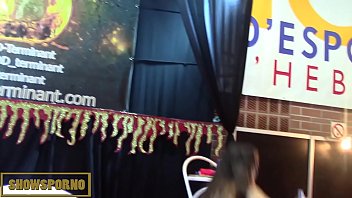 Preview 4 of Mom Excaez - Horny brunette babe masturbating on stage