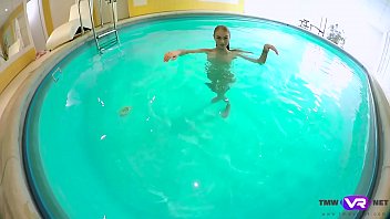 Preview 2 of Indian Sixy Hd - Tmw VR net - Nancy A - BLONDE ENJOYS SOLO PLAY IN A POOL