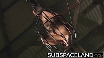 Preview 1 of Oily Reaseing Gas Backside - Slave inn a Cage submitted to bondage and BDSM punishment