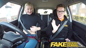 Preview 2 of Teziana Redford - Fake Driving School lesson ends in suprise squirting orgasm and creampie