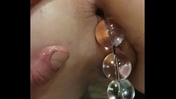 Preview 2 of Amarna Miller Heavy On Hotties - He fills mi tight ass hole with 7 large glass balls