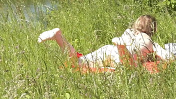 Preview 2 of Bbw Nigerian - Milf sexy woman sunbathing naked on river bank. Random guy is watching. Naked in public. Public. Publicly. Wild beach Nudist. Perfect ass. Pussy. Blonde. Doggystyle. Woman got into doggy style position. Outdoor. Outside. Outdoors. Nudists. Naturist. POV