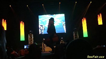 Preview 1 of Two Old Man Young Teen - busty german Milf lapdance on stage