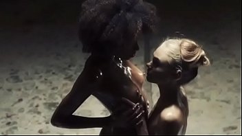 Preview 1 of Hd Video Sexy Model - Black and White melt together  / erotic lesbians