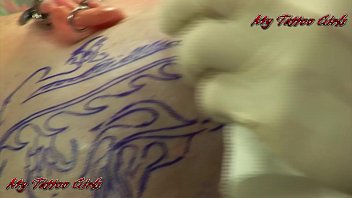 Preview 3 of Norway Gut - BlackwidowXXX getting a new head tattoo