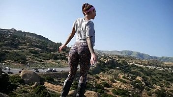 Preview 1 of Vagina Mirror - Felicity Feline flashes her ass and tits outdoors in public