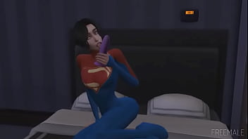 Preview 1 of Ponytail Girl Sex - Hot Night with Supergirl (Sims 4)