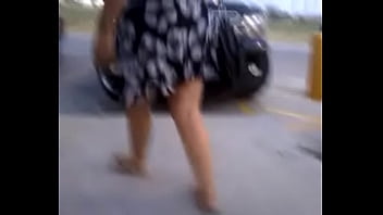 Preview 2 of Xxx Mc Video Garl - Melanie bend over upskirt in parking lot