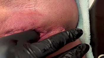 Preview 2 of Huge Tit Mllk Sex Video - Pierced Clit Hard Rubbing in Latex Gloves and Hard Stream PEE