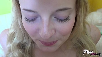 Preview 3 of Behind Scenes Madison Parker - Povbitch Shy skinny blonde teen creampied by stranger when push his ass to him
