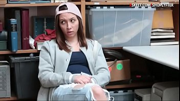Preview 1 of Stocking And Heel - Small tits brunette teen babe Hayden Henessy gives a blowjob and gets her shaved pussy fucked by LP officer