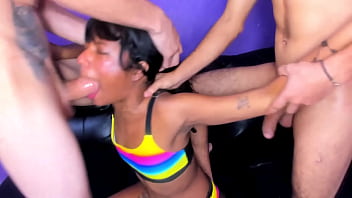 Preview 3 of Tv Fuck - Destroyed throat! interracial teen