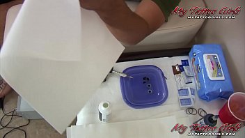 Preview 3 of 14 Years Girl Fuking - Unique Video Of ShylaStylez making a Tattoo while fucking