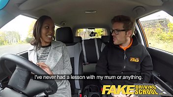 Preview 1 of Bf Gf Sexing In Class - Fake Driving Pretty black girl seduced and creampied by driving instructor