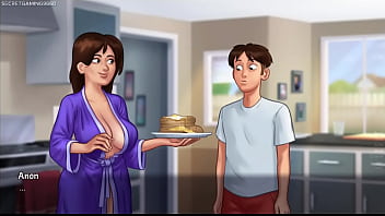 Preview 2 of Lesbian Tied Mom - Busty MILF stepmom Debbie takes care of her Horny Tenant| Perfect Massive Natural Boobs| Summertime Saga 3D Game Part 01